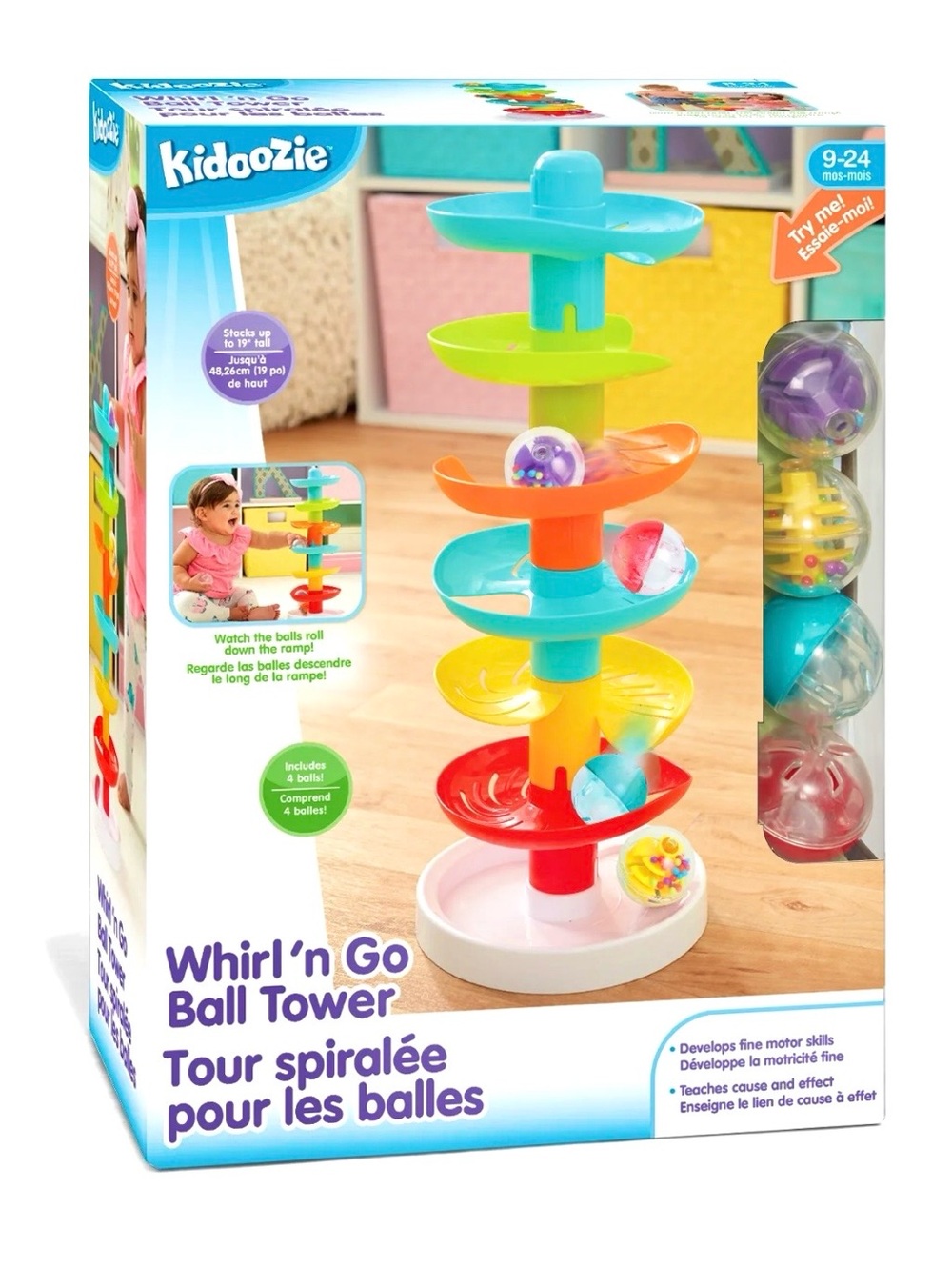 Kidoozie Whirl 'n Go Ball Tower - Interactive Developmental Toy for 9-24 Months